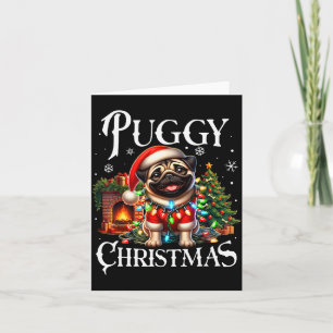 Puggy Christmas Pug Xmas Pug Santa Claus Pug  Card