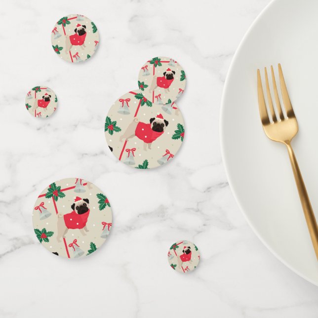 Puggy Christmas Table Confetti (Group)