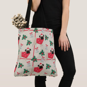 Puggy Christmas Tote Bag