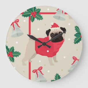 Puggy Christmas Wall Clock