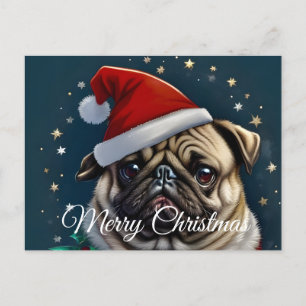 Puggy Claus Collection Holiday Postcard