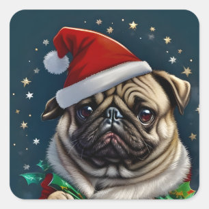 Puggy Claus Collection Square Sticker