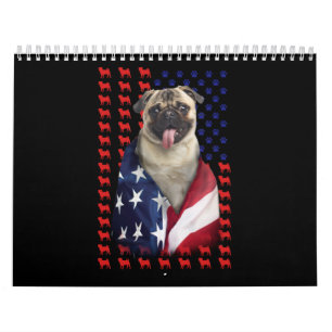 Puggy USA American Flag Calendar