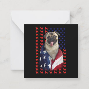 Puggy USA American Flag Card