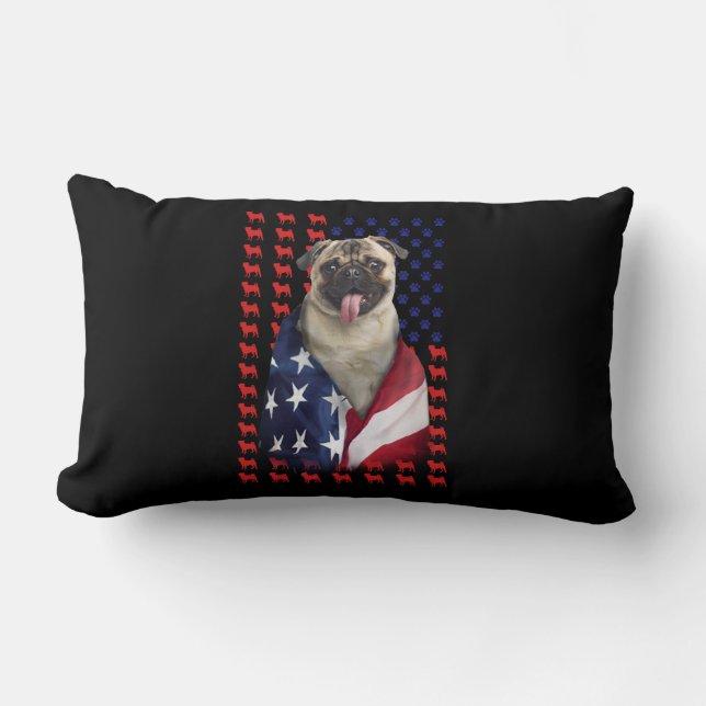 Puggy USA American Flag Lumbar Cushion (Front)