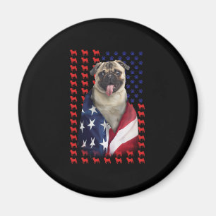 Puggy USA American Flag Magnet