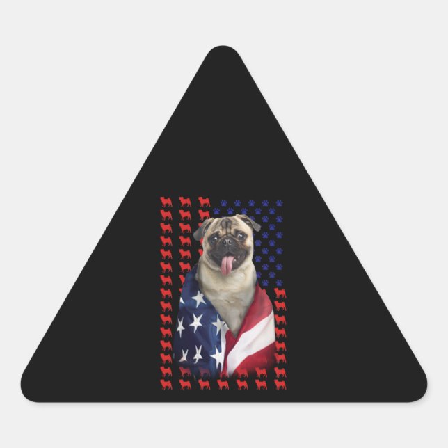 Puggy USA American Flag Triangle Sticker (Front)