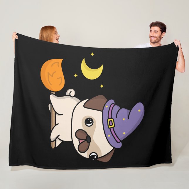 Puggy Witch Fleece Blanket (In Situ)