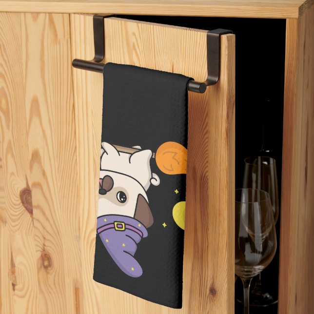 Puggy Witch Kitchen Towel (Thirds Fold)