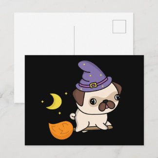 Puggy Witch Postcard