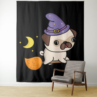 Puggy Witch Tapestry