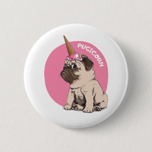 Pugicorn 6 Cm Round Badge