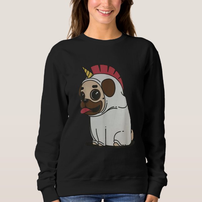 Pugicorn Pug in Unicorn Dress Pug Owner Dog Love Sweatshirt (Front)