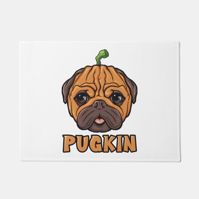 Pugkin - Halloween Pug Pumpkin Doormat (Front)