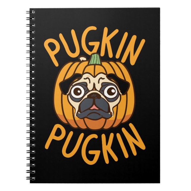 Pugkin Pug Dog Halloween Notebook (Front)