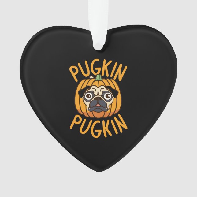 Pugkin Pug Dog Halloween Ornament (Front)