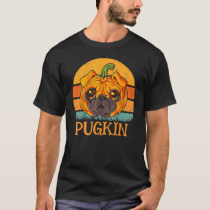 Pugkin Pug Face Pumpkin Halloween Thanksgiving Pug T-Shirt