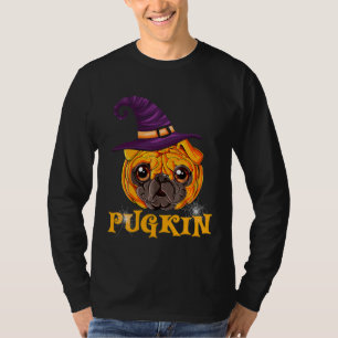 Pugkin Pug Face Pumpkin Halloween Thanksgiving Pug T-Shirt