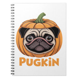 Pugkin Pug Halloween Happy Halloween Oversized T-S Notebook