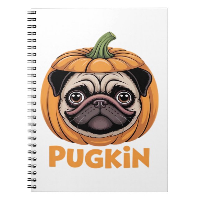 Pugkin Pug Halloween Happy Halloween Oversized T-S Notebook (Front)