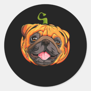 Pugkin Pug Pumpkin Halloween Thanksgiving Classic Round Sticker
