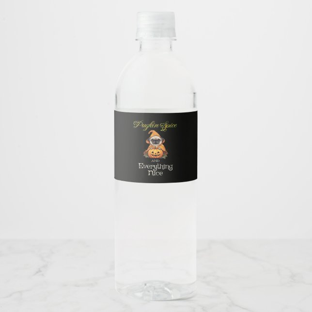 Pugkin Spice And Everything Nice Water Bottle Label (Front)