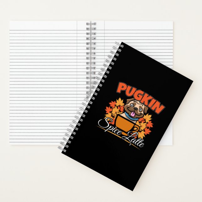 Pugkin Spice Latte - Pug Dog Pumpkin Pun Notebook (Inside)