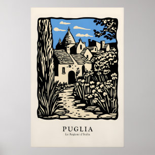 Puglia Italy Art Print Vintage Trulli