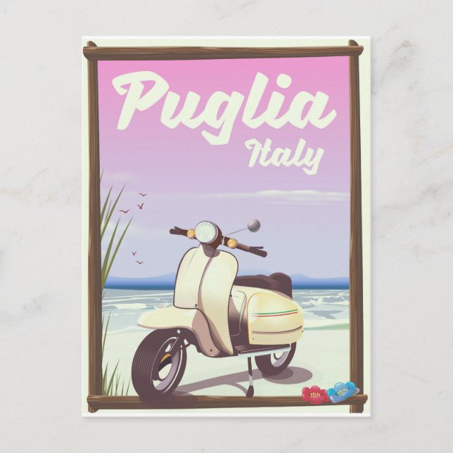 Puglia Italy Travel poster. Postcard (Front)