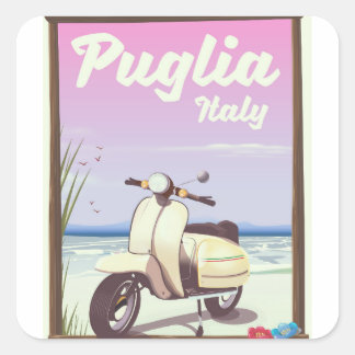 Puglia Italy Travel poster. Square Sticker