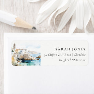 Puglia, Italy Watercolor Landscape Address Return Address Label