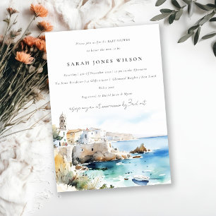 Puglia, Italy Watercolor Landscape Baby Shower Invitation