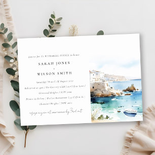 Puglia Italy Watercolor Landscape Rehearsal Dinner Invitation
