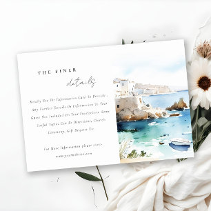 Puglia Italy Watercolor Landscape Wedding Details Enclosure Card
