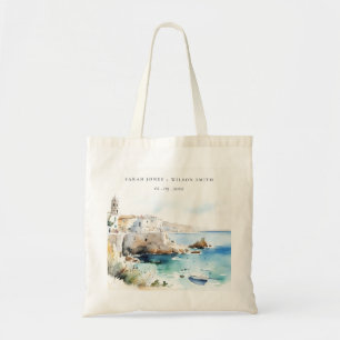 Puglia, Italy Watercolor Landscape Wedding Tote Bag