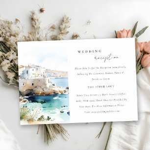 Puglia Italy Watercolor Scape Wedding Reception Enclosure Card