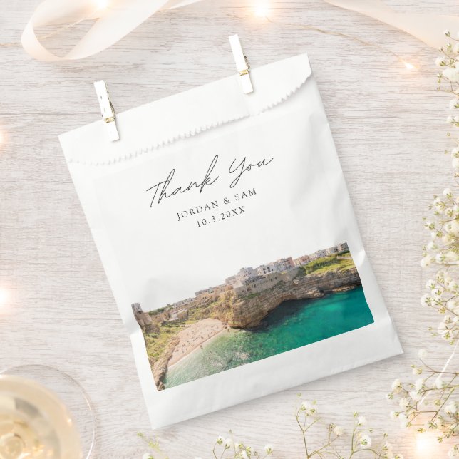 Puglia Italy Wedding Photo Personalised Favour Bag (Clipped)