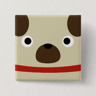 Pugly Pug 15 Cm Square Badge