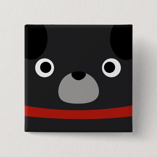Pugly Pug 15 Cm Square Badge (Front)