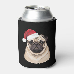 Pugmas Pug Santa Hat Merry Christmas Xmas Holiday Can Cooler