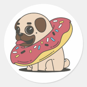 Pugnut in a doughnut doughnut sticker