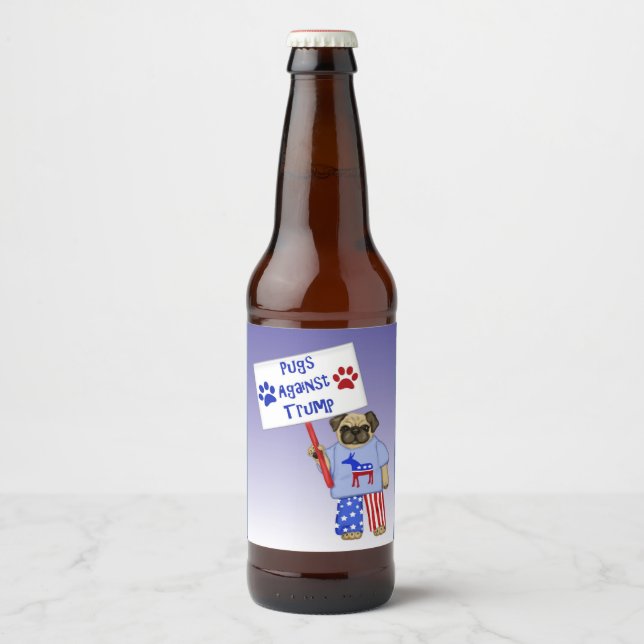 Pugs against Trump Beer Bottle Label (Front)