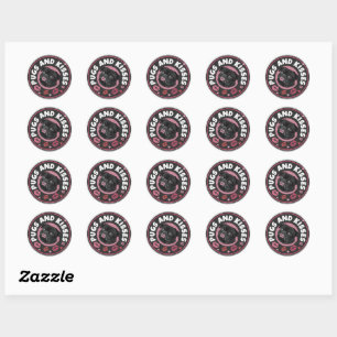Pugs And Kisses   Dog Pun   Pug Lovers  Classic Round Sticker