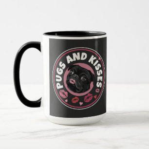 Pugs And Kisses   Dog Pun   Pug Lovers  Mug