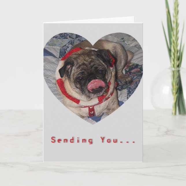 Pugs And Kisses Valentine's Day  Card (Front)