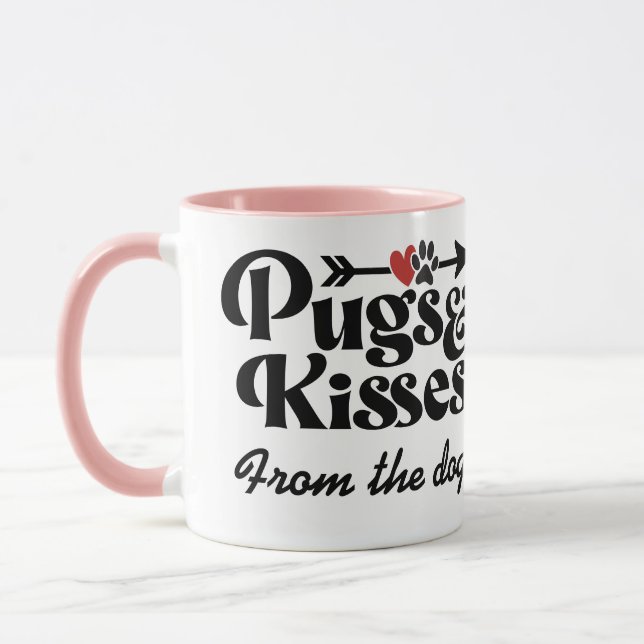 Pugs and Kisses Valentine's Day   Coffee Mug (Left)