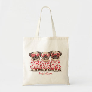Pugs And Kisses Valentines Day Pug Dogs Tote Bag