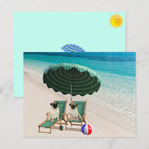 Pugs at the Beach Postcard