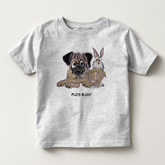 Pug's Bunny Cute Cartoon Dog Toddler T-Shirt (Front)