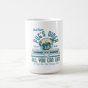 Pug's Diner 50s Vintage Retro Mugs (fawn)